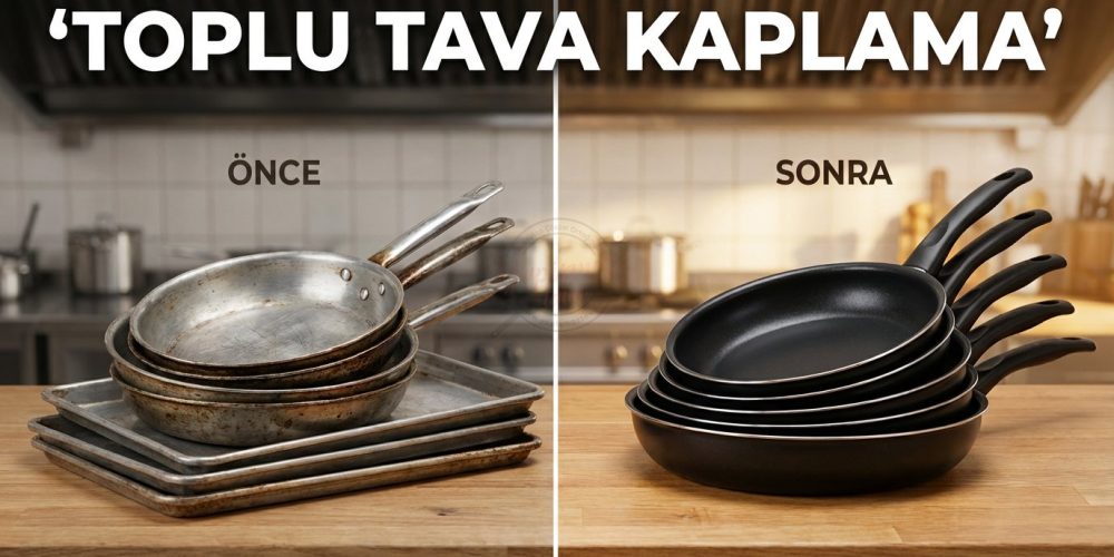 Toplu tava kaplama hizmeti öncesi ve sonrası karşılaştırma görseli