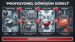 Profesyonel tava kaplama süreci adım adım infografik