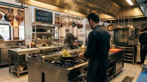 Sakarya'daki bir restoranda yenilenmiş tavaları kullanan memnun şef