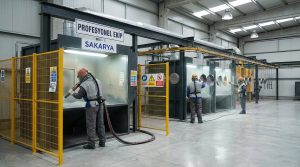 Sakarya tava kaplama tesisinde çalışan profesyonel ekip