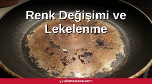Yanmış ve rengi değişmiş teflon tava yüzeyi